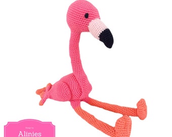 Flamingo crochet pattern tutorail amigurumi crocheted pattern pdf bestand in Dutch, Deutsch and Englisch US terms