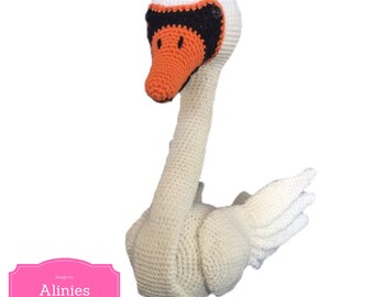 Swan amigurumi pattern tutorail crochet pattern pdf bestand in Dutch Englisch US terms