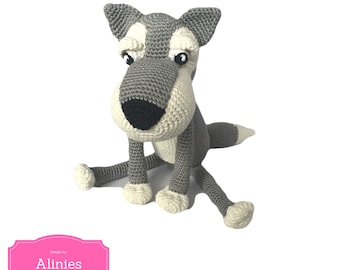 Amigurumi pattern Wolf pdf tutorial described in English, Deutsch and Dutch