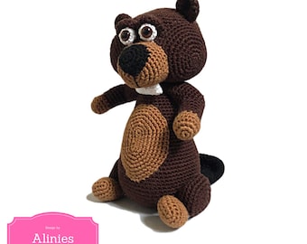 Beaver crochet pattern tutorail amigurumi crocheted pattern pdf bestand in Dutch, Deutsch and Englisch US terms