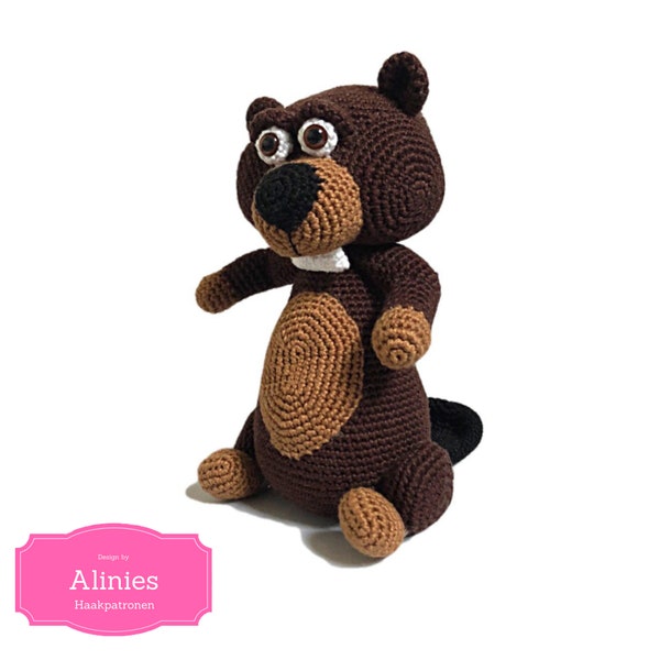 Beaver crochet patrón amigurumi crochet tutorial archivo pdf en términos holandés, alemán e inglés de EE. UU.