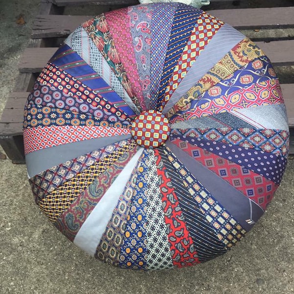 Custom Tuffet Stool made with YOUR TIES!