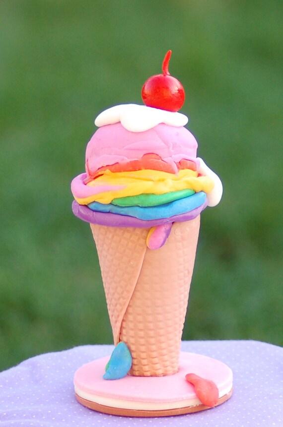 Fondant cake topper Ice cream cone Etsy