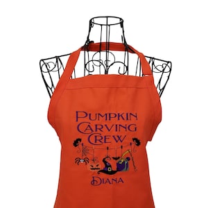 Halloween Pumpkin Carving Crew Personalized Embroidered Aprons for Men Women and Kids