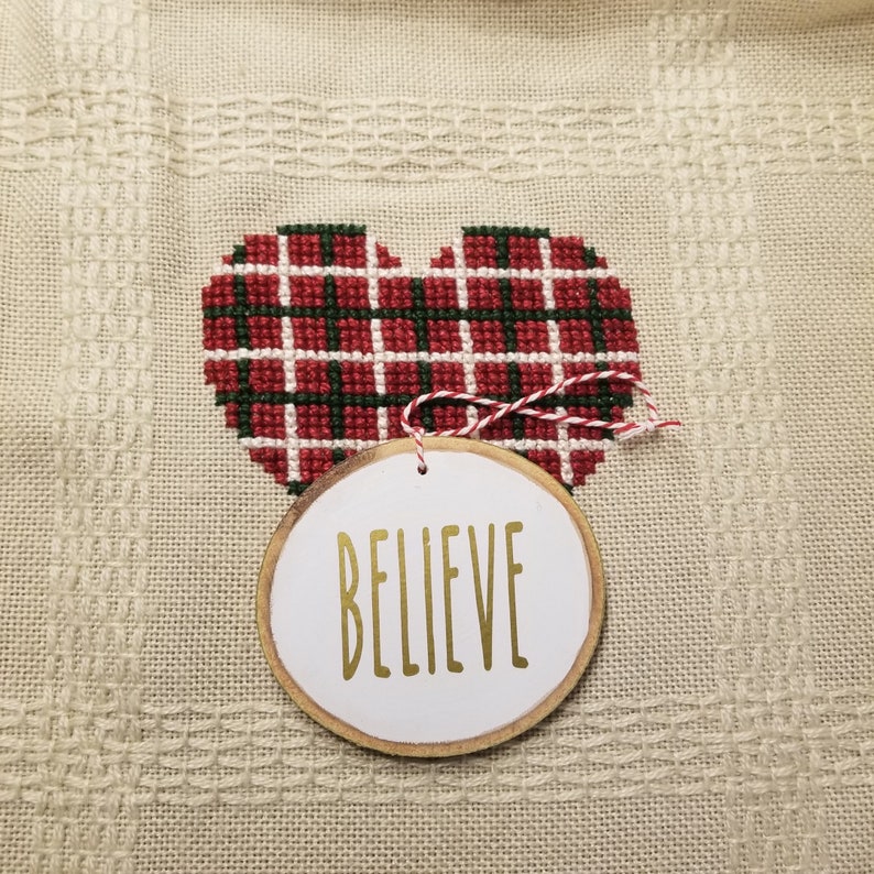 Christmas Ornaments Farmhouse style Rustic Decor Four Rae Dunn inspired Wood Slice Ornaments