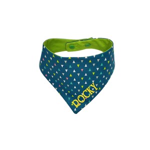 Custom Embroidered Summer Dog Bandana, Geometric Shapes Reversible Bandana with Snaps