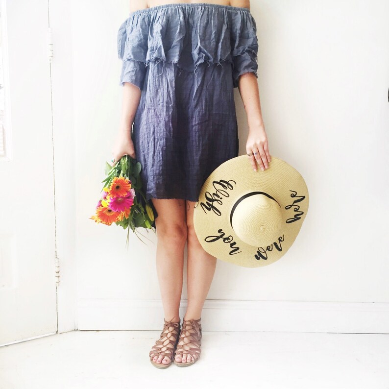 Bachelorette Hats Wide Brim Hat Floppy Sun Hat Embroidered Wish You Were Here Floppy Beach Hat Personalized Sun Hat