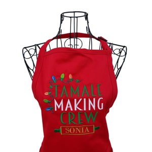 Personalized Tamale Making Crew Embroidered Apron, Christmas Apron for women