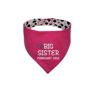 Personalized Dog Bandana, Baby Announcement Dog Bandana, Big Sister Bandana With Snaps