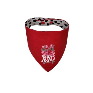 Red All About That X and O Embroidered Reversible Dog Bandana, dog bandana with snaps