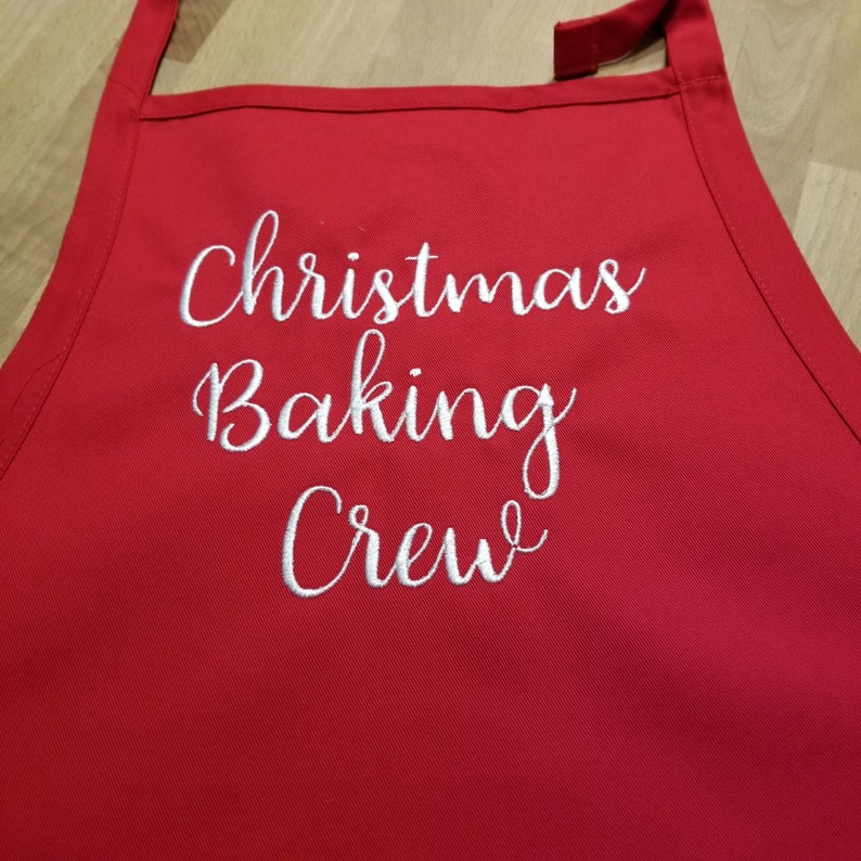 Christmas Baking Crew Embroidered Christmas Apron Christmas Apron Holiday Apron Gift Apron