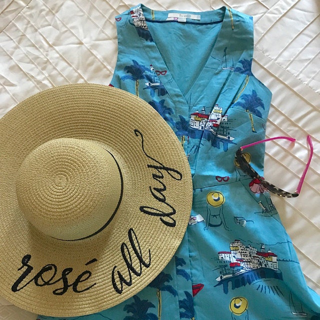 Rosé All Day Beach Hat Floppy Hat Ladies Sun Hat | Etsy