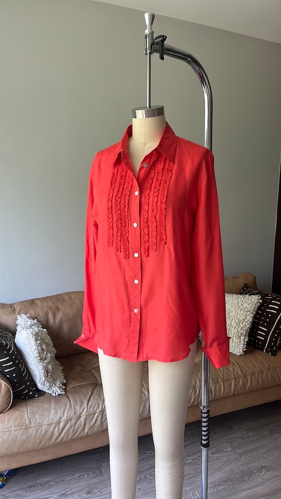 Vintage Jordan Silk Ladies Blouse; Size Large - image 1