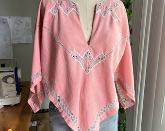 Blusa estilo boho sureño con costuras elegantes, talla única