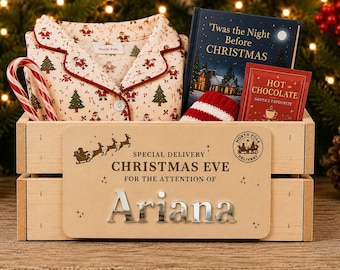 Personalised Christmas Eve Box Plaque, IKEA Crate Name Sign, Christmas Eve Box Name Plaque, Mirrored Acrylic Personalised Decoration