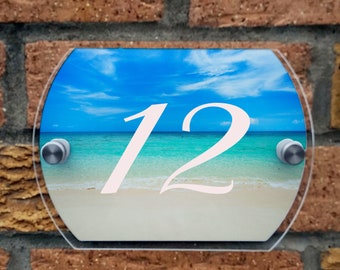 Beach House Sign/Personalised house sign/House plaque/House number/House number sign/Housewarming gift/New home gift/Personalised door sign