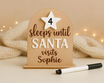 Cartel de cuenta atrás para Navidad personalizado: Papá Noel duerme (para niños)