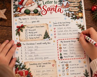 Personalised Letter to Santa with Printed Envelope – Christmas Letter for Kids