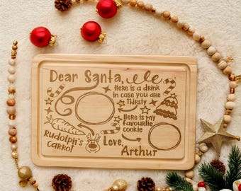 Personalised Santa Tray | Christmas Eve Treat Board for Santa & Rudolph | Wooden Snack Plate