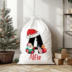 Childrens santa sack/Personalised santa sack/Santa sack with name/Kids christmas sack/Christmas sack for presents/Personalised gift bag