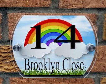 House plaque/House number/ Address sign/House number sign/Personalised door sign/House Sign/Personalised house sign/Rainbow house sign