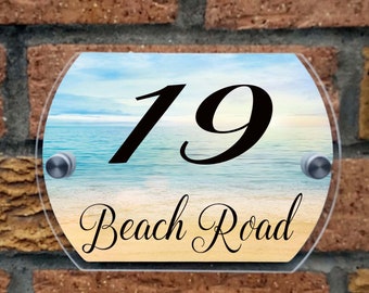 Beach House Sign/Personalised house sign/House plaque/House number/House number sign/Housewarming gift/New home gift/Personalised door sign