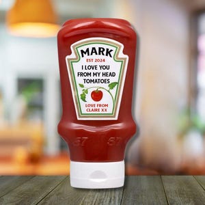 Personalised tomato ketchup label/Ketchup label for valentines day/Valentines day gift for him/Valentines day gift for her