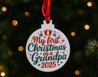 My First Christmas as a Grandpa Bauble 2025 – New Grandad Gift Ornament