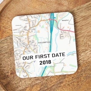 Idea regalo di San Valentino/Regalo mappa personalizzata/Sottobicchiere personalizzato/Ricordo della prima casa/Ricordo di San Valentino/Regalo di anniversario/Ricordo mappa personalizzata