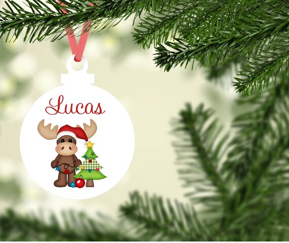 Personnalisé Première en bois de Noël Arbre Babiole Décoration Enfant Cadeau Mignon Star