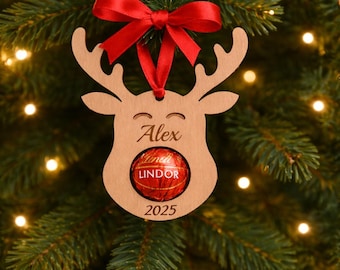 Lindt Reindeer Personalised Reindeer Chocolate Holder Lindor decoration