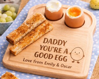 Personalised Egg & Toast Board for Dad | Daddy You’re A Good Egg Gift | Dippy Egg Board | Father’s Day Gift | Breakfast Board