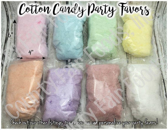 FREE SHIPPING! 50 Cotton Candy Party Favors - No Labels, Individual, Birthday, Baby Shower, Gender Reveal, Wedding, Event, School, Holiday