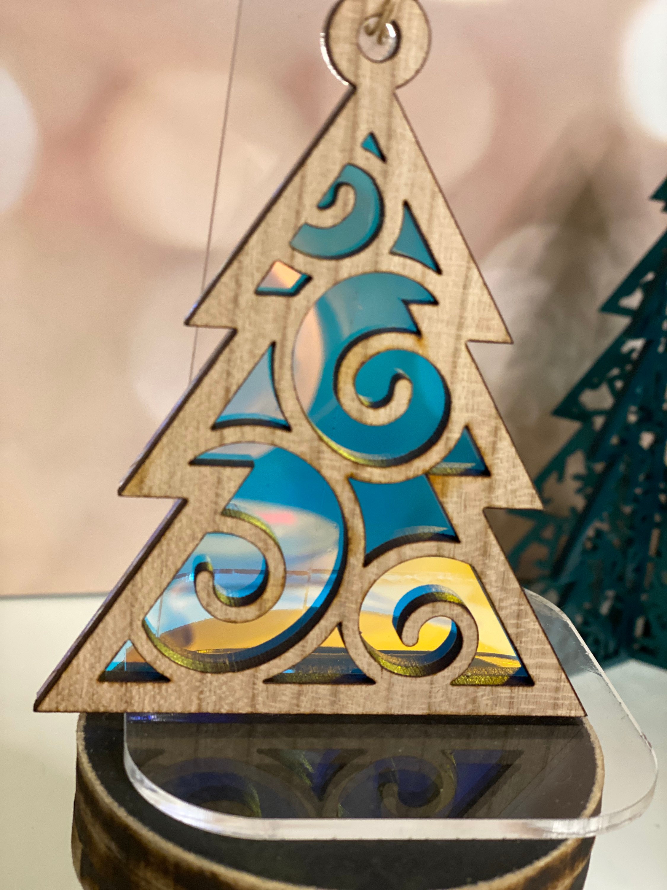 Wooden Christmas Tree Ornament Set of 4 - Etsy UK