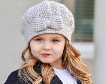 Boina de Ganchillo / Boina SOPHIE / Gorro de Boina para Niños, Gorros de Niña, Boinas, Boina de Lino, Gorros de Ganchillo, Moda Otoño, Gorros de Invierno