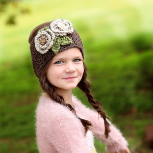 Knit Ear Warmer, Ear Warmer Headband, Crochet Ear Muffs, Floral Headband, Winter Head Band, Knitwear, Girl's Headband, Easter Gift
