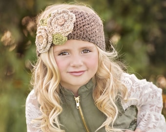 Crochet Ear Warmer | ROSE Warmer | Children's Ear Warmer, Fall Fashion, Knitwear, Girl's Ear Warmer, Barley, Oatmeal