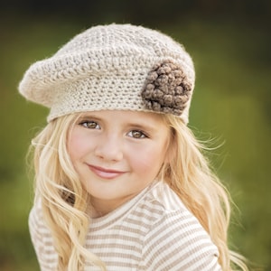 Crochet Beret | SOPHIE Beret | Children&#39;s Beret Hat, Girl&#39;s Hats, Berets, Linen Mist Beret, Crochet Hats, Fall Fashion, Winter Hats