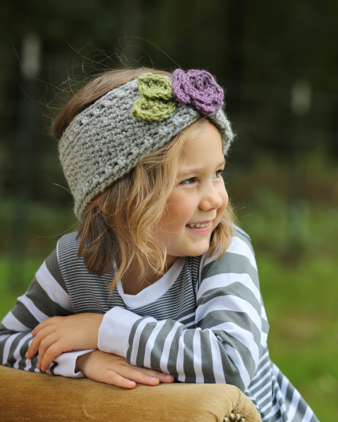 Knitted Ear Warmer ASHLYNN Warmer in Purple, Knitwear, Crochet Warmer