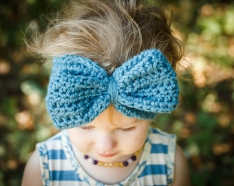 Crocheted Bow Headband: Plush Acrylic Ear Warmer