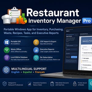 Restaurant Inventory Manager Pro | Application Windows hors ligne, rapports de stock et de pertes