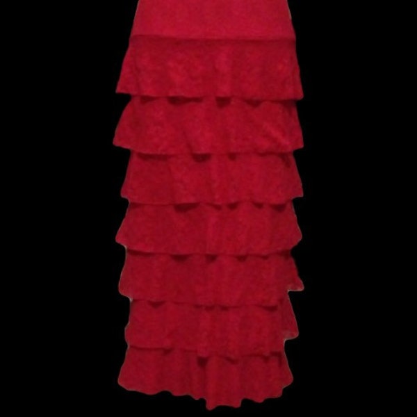 Made to order.  Girl's 6 Tier "Lainey" in Lace Ruffle Maxi Skirt  several colors available.  Sizes 4-14