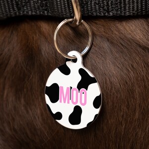 Personalised Cow Print Pet ID Tag  - Dog Name Identification