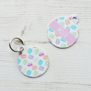 Macaron Pet Id Tag – personalised dog macaroon name tag – fun dog identification tag – gifts for dogs – personalized dog ID tag - P32