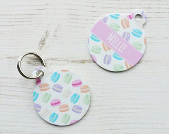 Macaron Pet Id Tag – personalised dog macaroon name tag – fun dog identification tag – gifts for dogs – personalized dog ID tag - P32