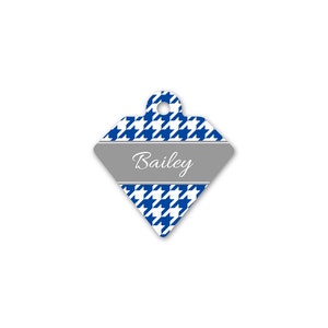 Houndstooth Print Diamond Pet Id Tag – personalised dog name tag – dog identification tag – cat name tag – personalized pet ID tag - P11