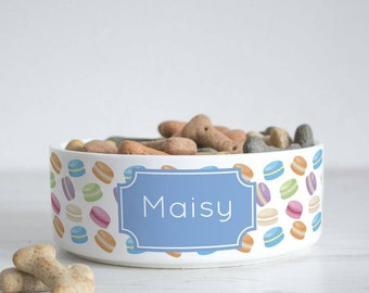 Personalised Macaron Pet Bowl - Dog Cat Feeding Dish - Macaroons P32