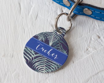 Personalised Tropical Leaf Pet ID Tag  - Dog Name Identification