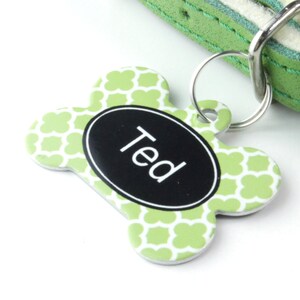 Clover Print Bone Pet Id Tag – personalised dog name tag –  dog identification tag – gifts for dogs – personalized dog ID tag - P05