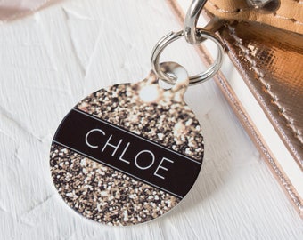 Personalised Glitter Pet ID Tag  - Dog Name Identification